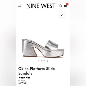 Oklee Platform Slide Sandals- silver size 12